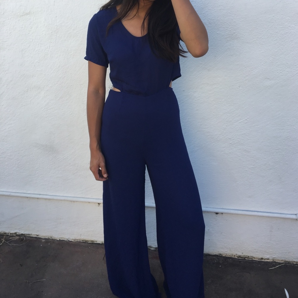 Lush Navy Blue Wide Leg Jumpsuit